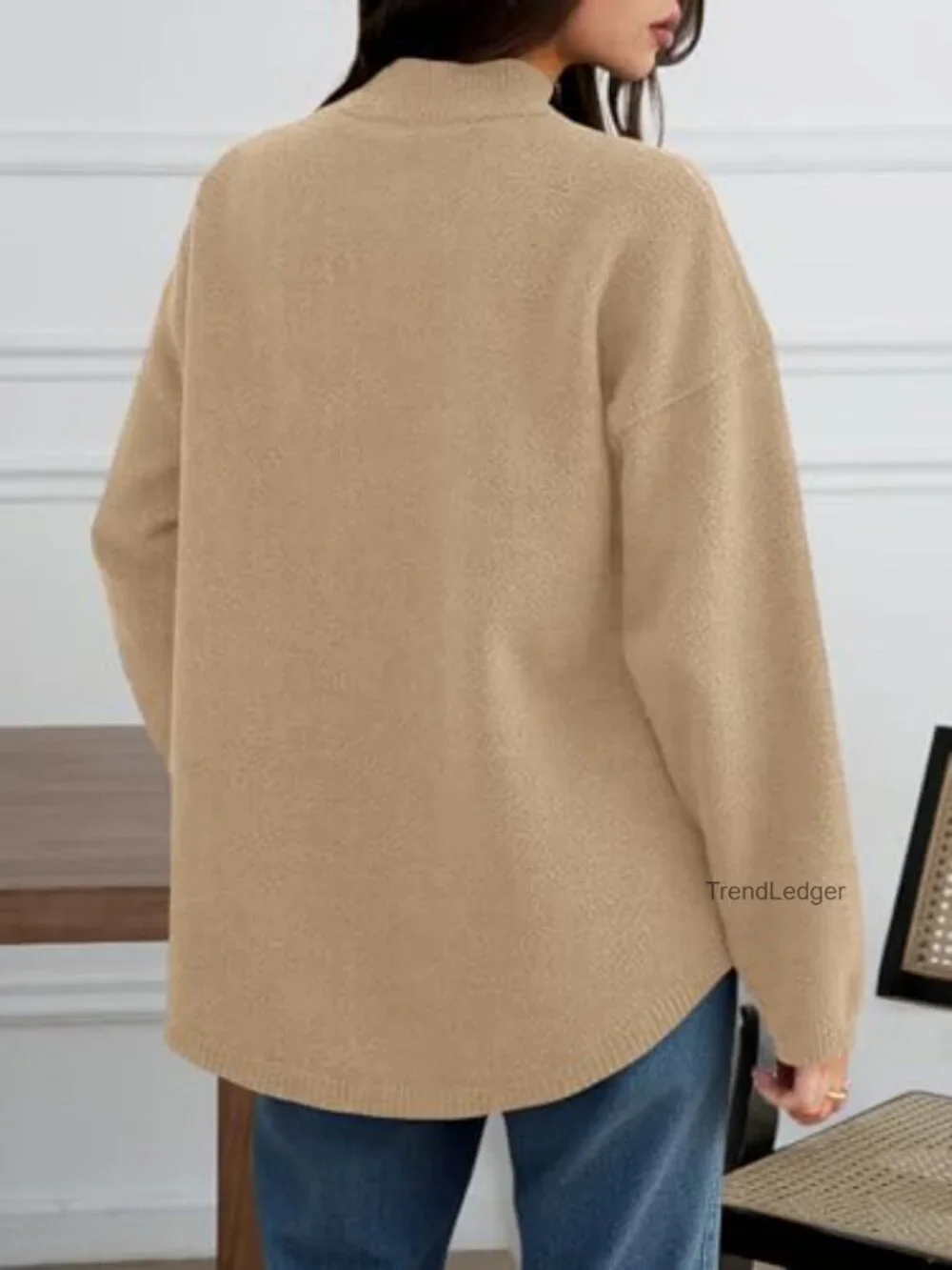 Womens Collared Cardigan Sweater Jacket Button Down Oversized Long Sleeve Knit